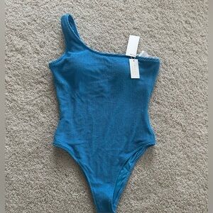 Woman’s Milly Cabana Joni One Shoulder One Piece Size Large Blue New With Tags